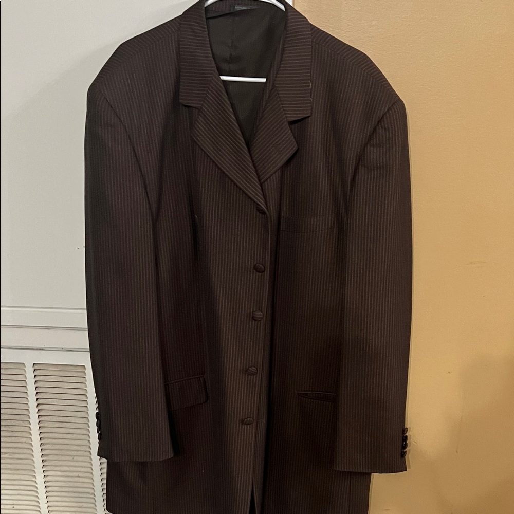 Vittorio Dark Brown Pinstripe Suit Jacket
